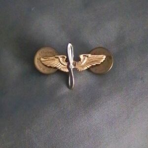 Vintage WWll Gold and Silver Winged Propeller Pin